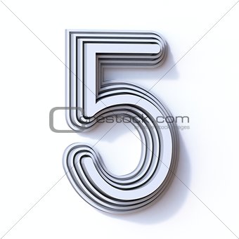 Three steps font number 5 FIVE 3D