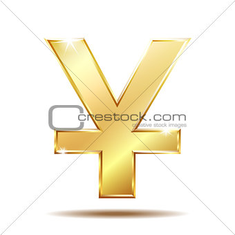 Shiny golden Yuan currency symbol