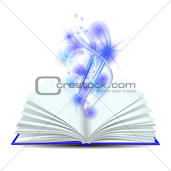 Open book with magic light
