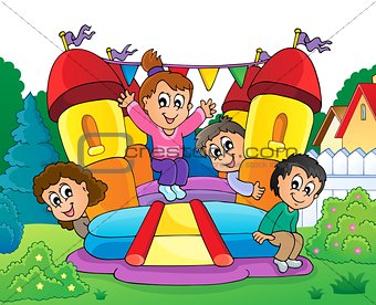 Kids on inflatable castle theme 2