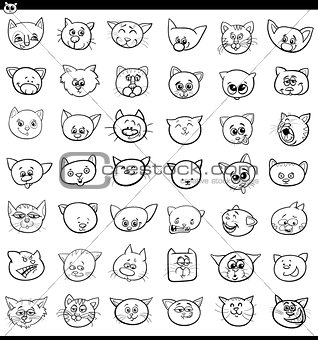 cartoon cats and kittens icons large set