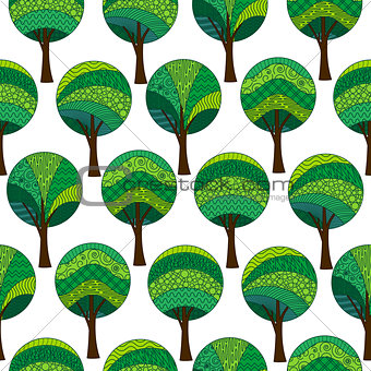 Patterned Trees, Seamless Pattern