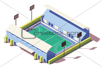 Vector isometric low poly field hockey stadium