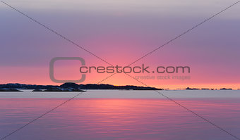 Setting sun glowing with beautiful colors,Saltholmen,Gothenburg,