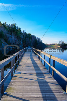 Foot bridge across lake Gothenburg,Sweden 2018