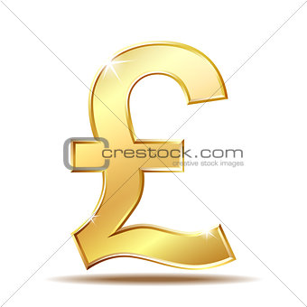 Shiny golden pound currency symbol.
