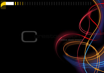 Abstract Colorful Glowing Lines on Black Background