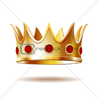 Golden royal crown isolated on white
