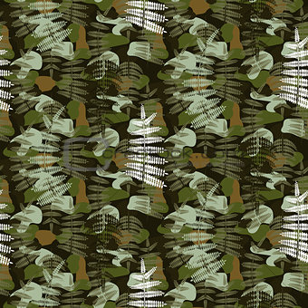 Fern leaves camouflage nature seamless pattern.