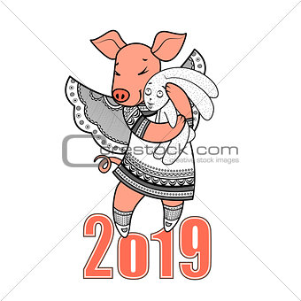 Simbol 2019 Happy New Year chinese horoscope.