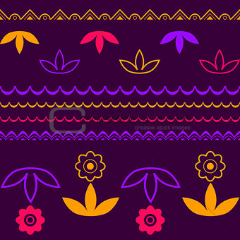 Vector lineart floral seamless pattern background