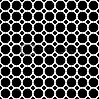 Modern repeating seamless pattern of repeat round shapes. Black and white circle dot stylish texture. Geometric background. Vector illustration.