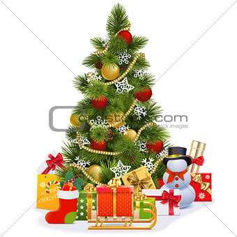 Vector Christmas Tree with Sledge