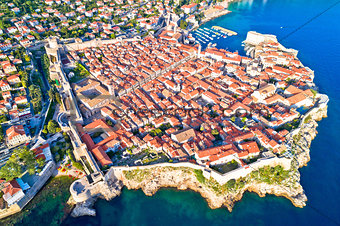Town of Dubrovnik UNESCO world heritage site aerial view