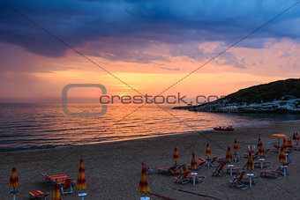 Summer sunset Sfinale beach (Gargano peninsula in Puglia, Italy)