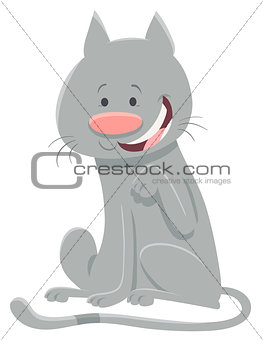 happy gray cat cartoon animal character
