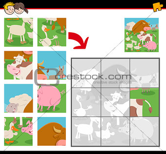 jigsaw puzzles with cartoon farm animals