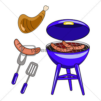 Set of vector barbecue isolated on white background. Flat design