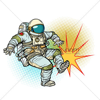 Astronaut kick neutral isolated background