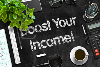 Boost Your Income on Black Chalkboard. 3D Rendering.