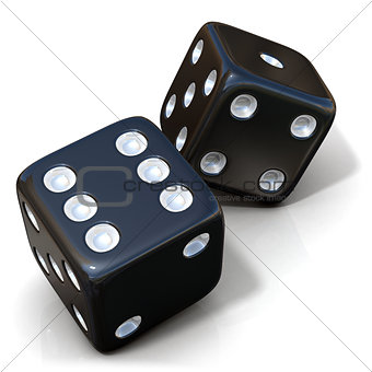 Two black game dices