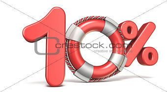 Life buoy 10 percent sign 3D