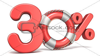 Life buoy 30 percent sign 3D