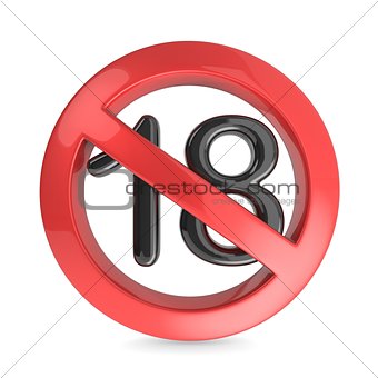 Adults only content prohibition sign. 3D