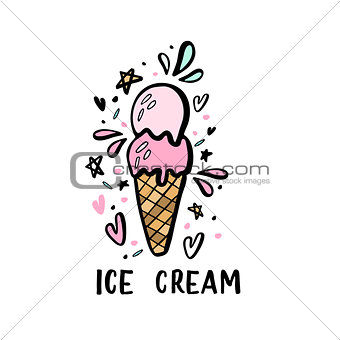 Hand drawn illustration of ice cream.