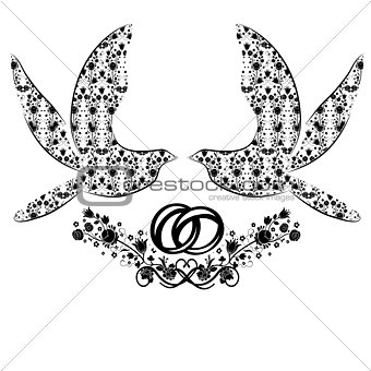 doves with flourishes and rings