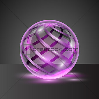 Transparent sphere with colorful stripes.
