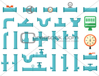 set of plumbing equipment with pipes