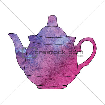 Watercolor hand drawn teapot. Vector illustration