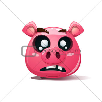 Funny, cute, crazy pig icon. Dead smiley. Symbol of 2019.
