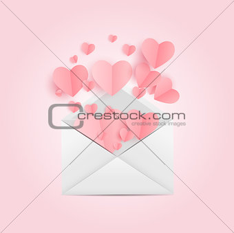 Envelope with Heart Symbol. Love and Feelings Background Design. Vector illustration