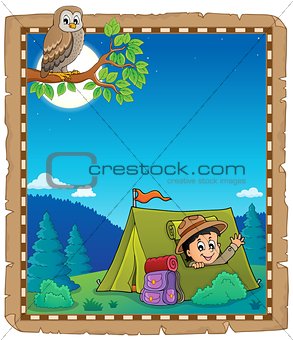 Parchment with scout in tent theme 1