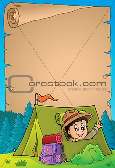 Parchment with scout in tent theme 3