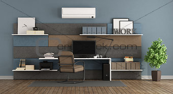 Blue and brown modern office
