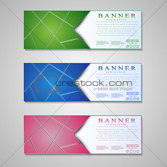 set of colored info graphic banners with different symbol
