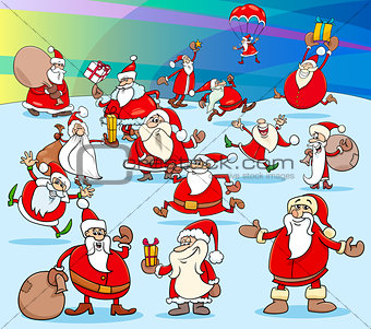 Christmas Sanat Claus cartoon characters group