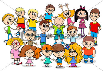 happy children cartoon characters group