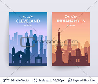 Cleveland and Indianapolis famous city scapes.