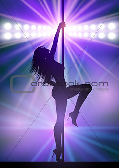 Sexy pole dancer under spotlights