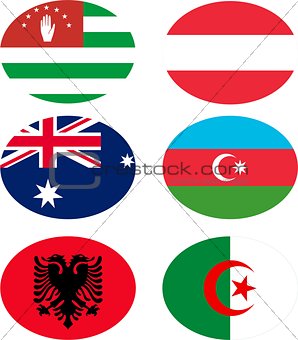 Vector illustration set of flags with names.