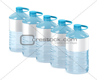 Big water bottles on white
