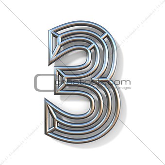 Wire outline font number 3 THREE 3D