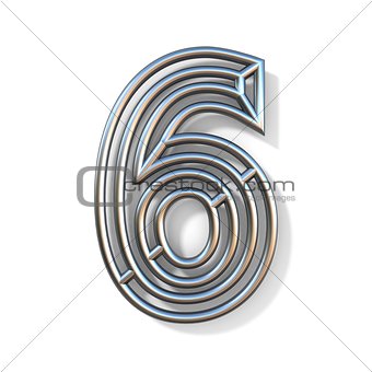 Wire outline font number 6 SIX 3D