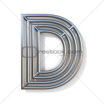 Wire outline font letter D 3D