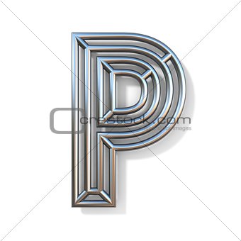 Wire outline font letter P 3D