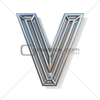 Wire outline font letter V 3D
